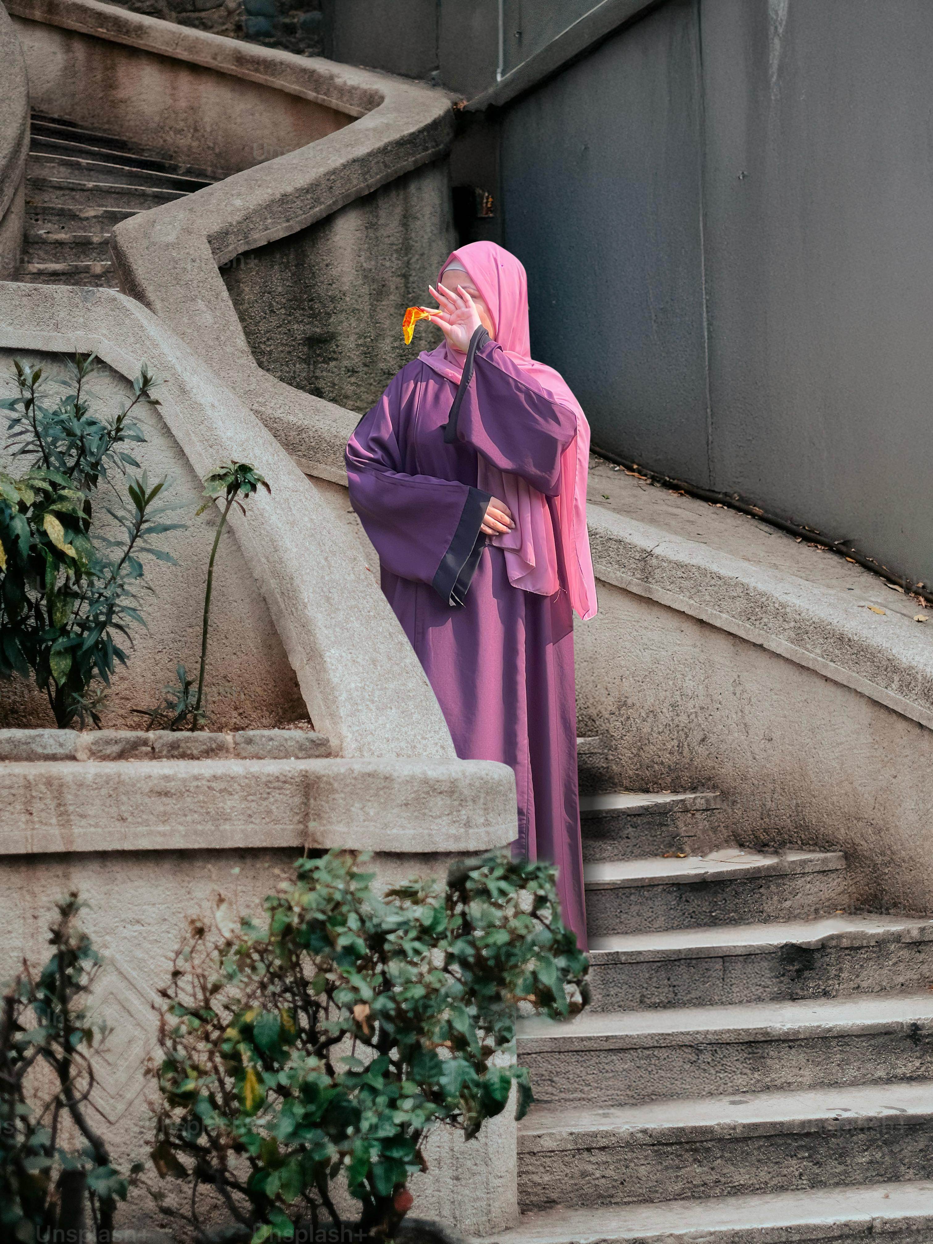 Purple Linin Premium Abaya Set - E Burqa - Quality Guaranteed GENZ Abayas