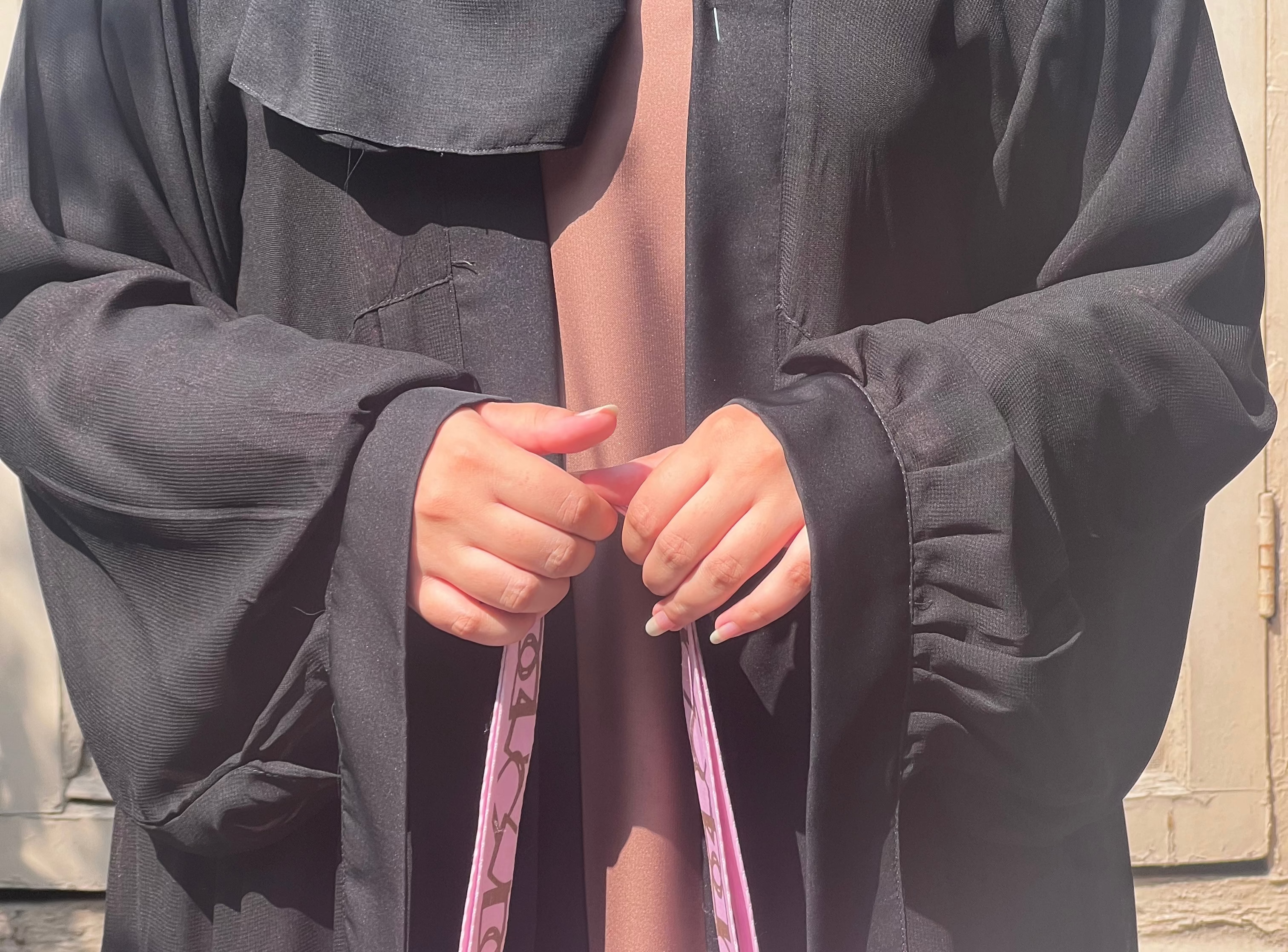 Brown-Black Double Layered Abaya Set