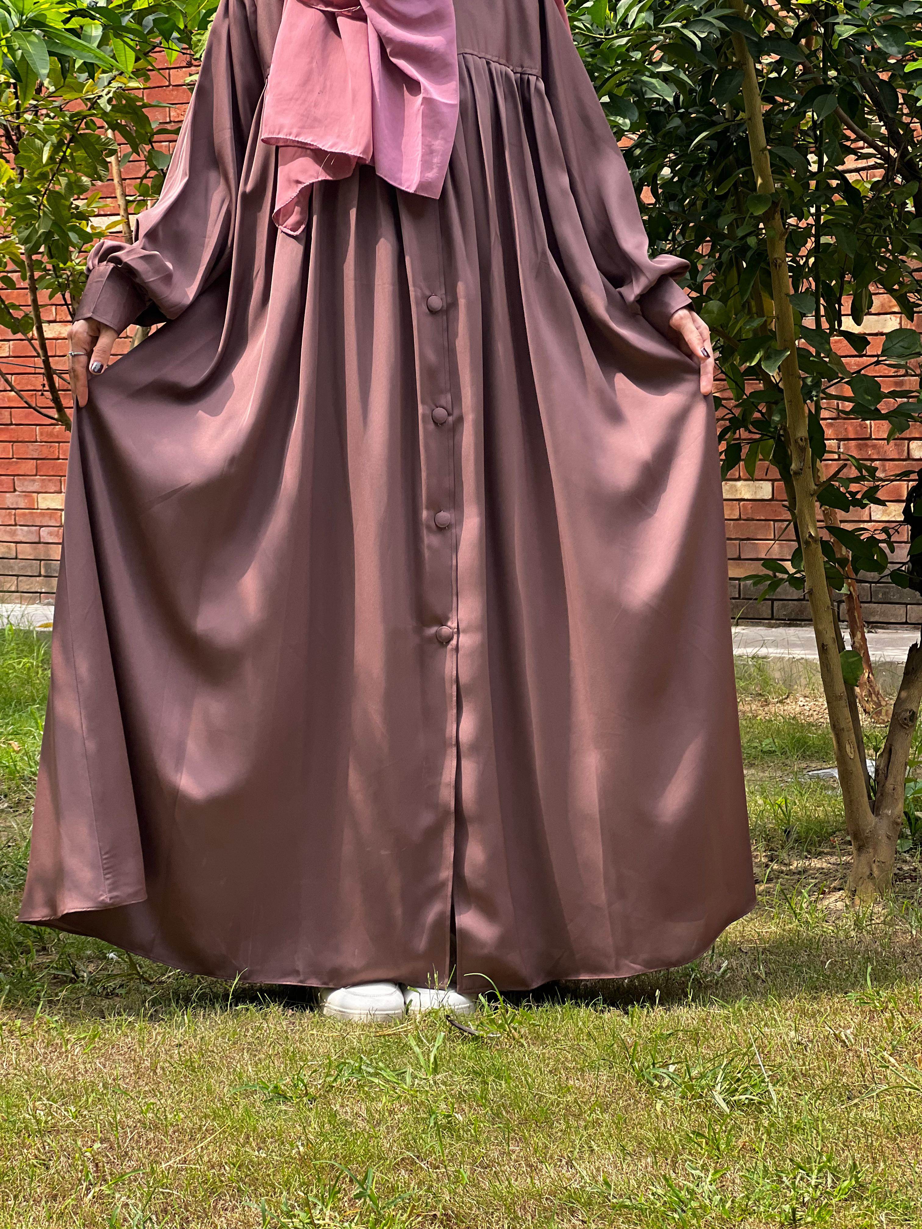 Brown Flowy Premium Abaya Set