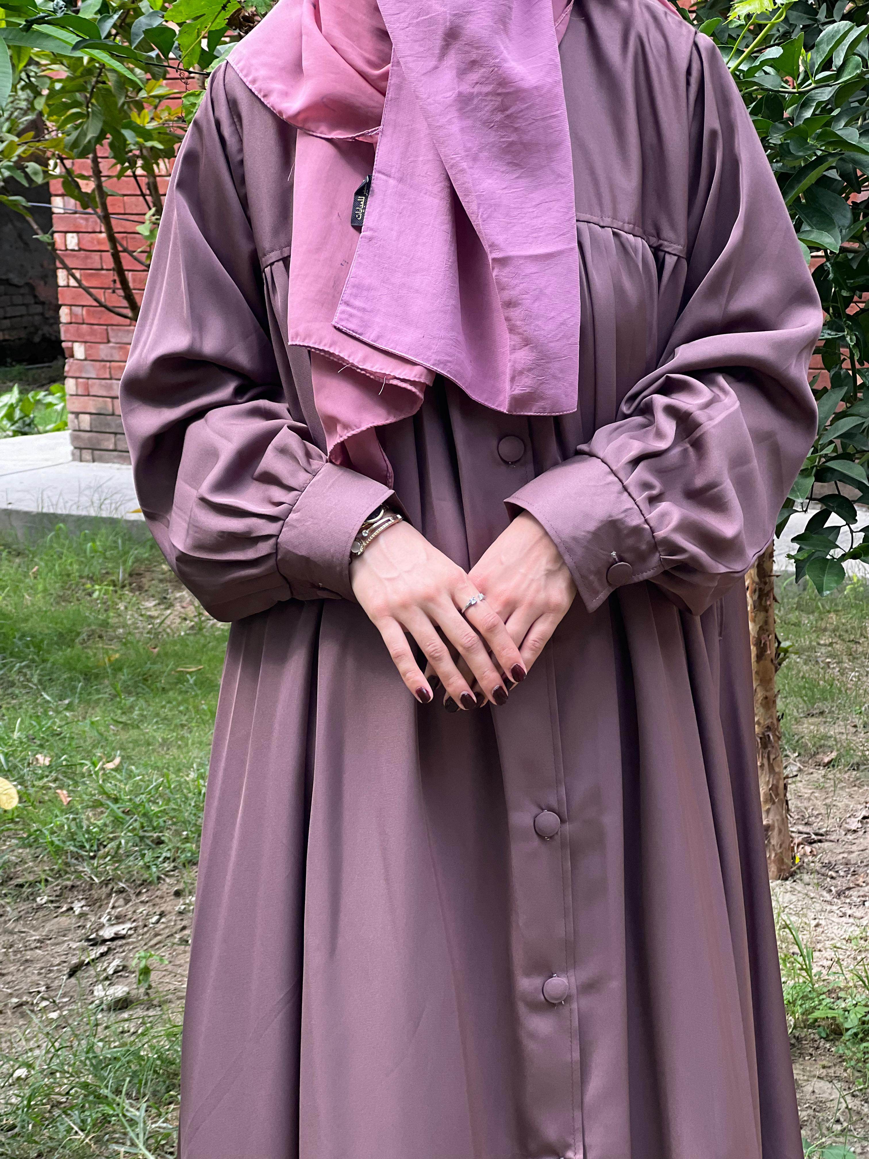 Brown Flowy Premium Abaya Set