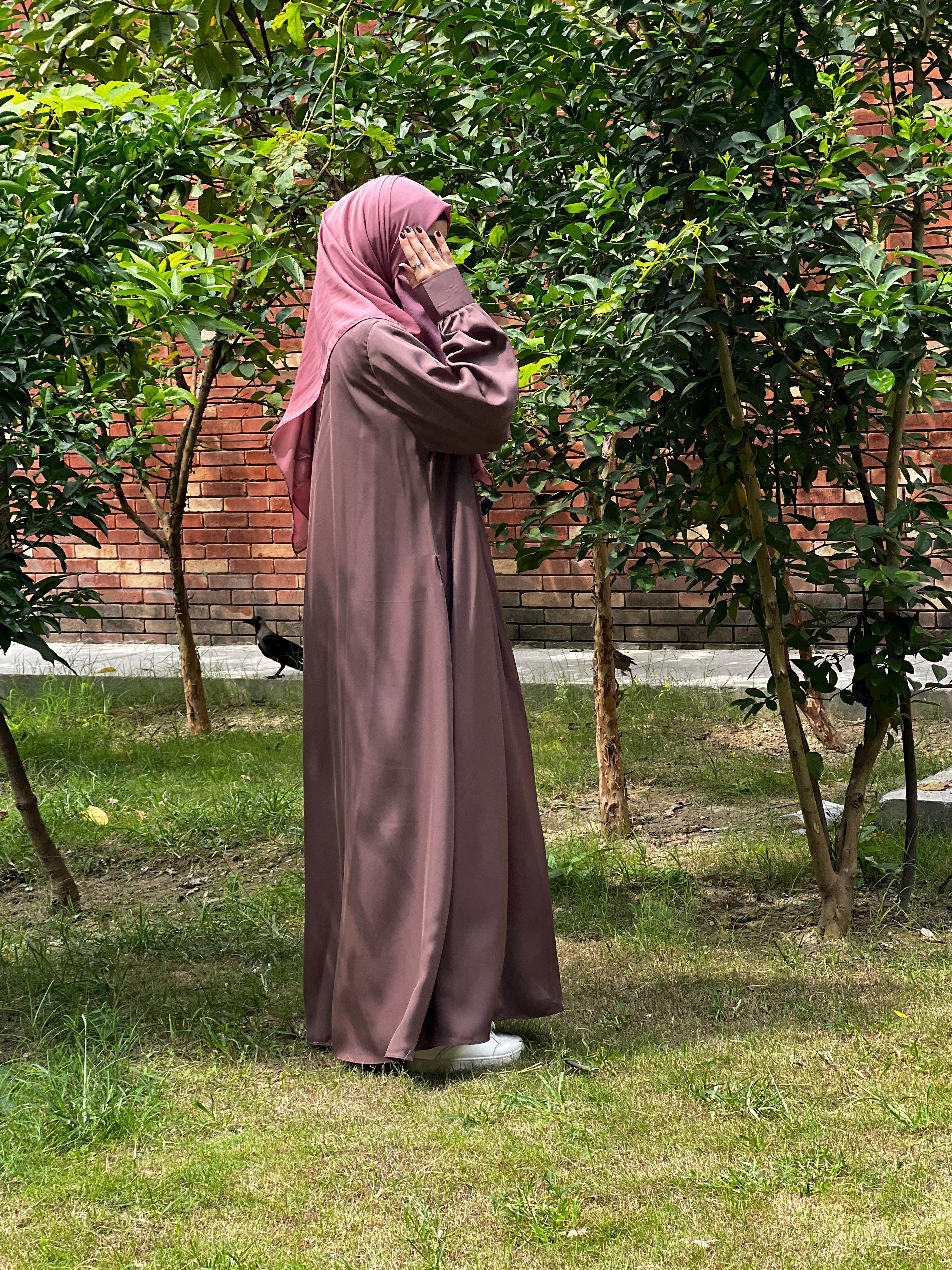 Brown Flowy Premium Abaya Set