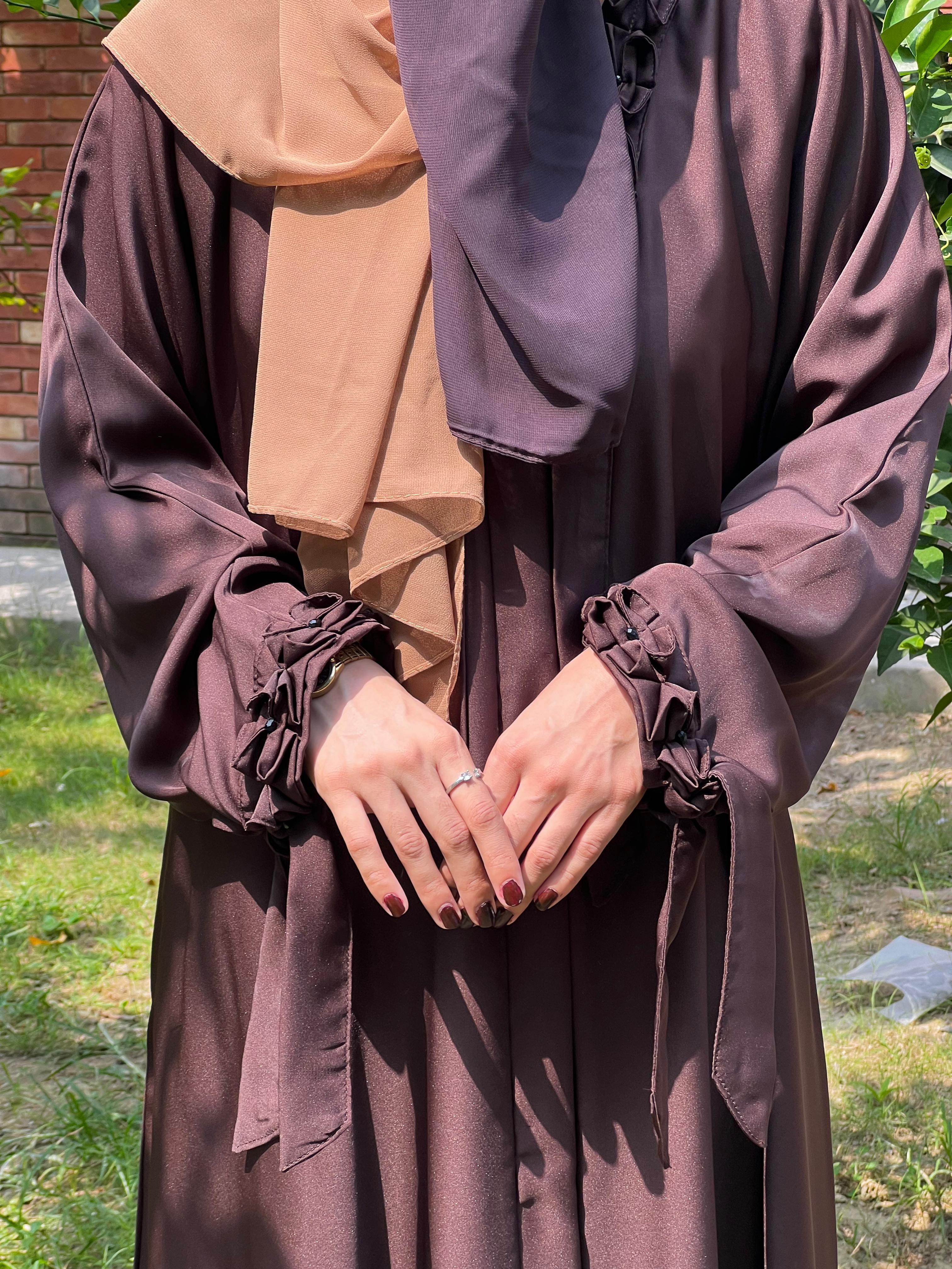 Dark Brown Stylish Premium Abaya Set