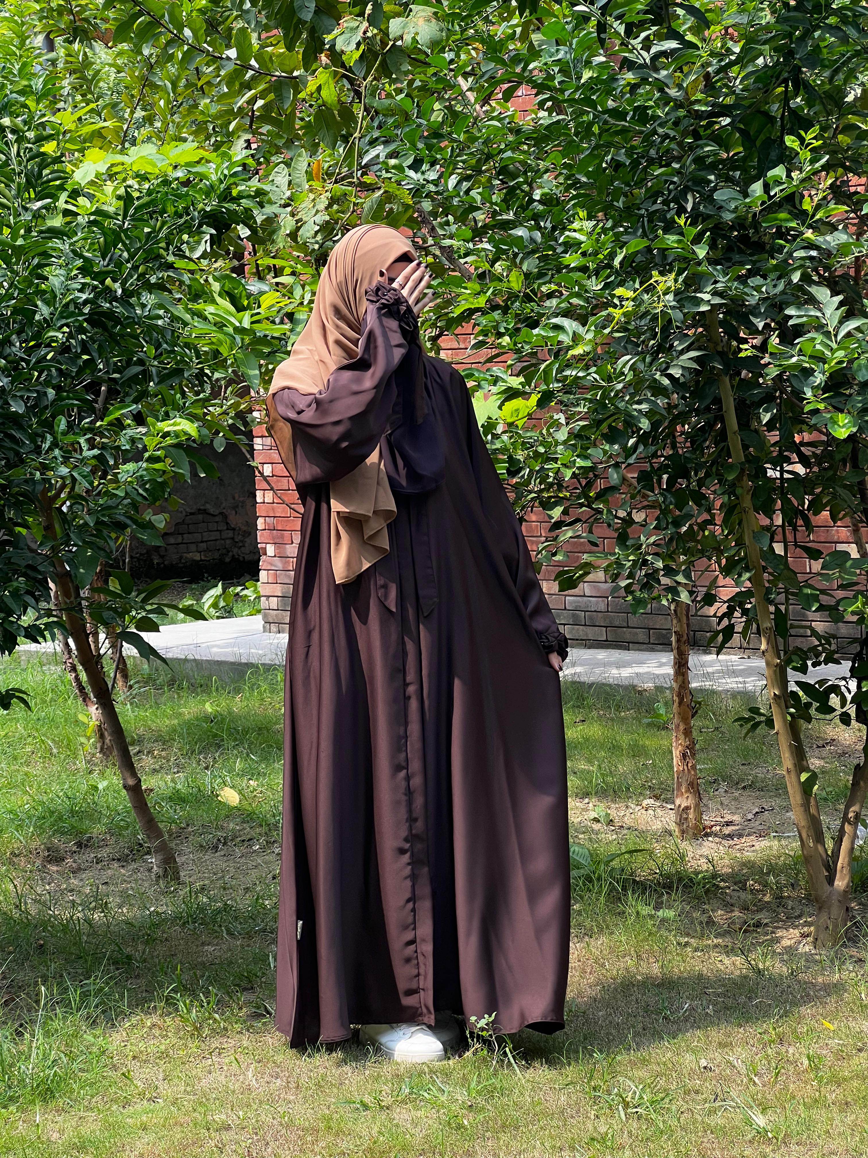 Dark Brown Stylish Premium Abaya Set - E Burqa - Quality Guaranteed GENZ Abayas