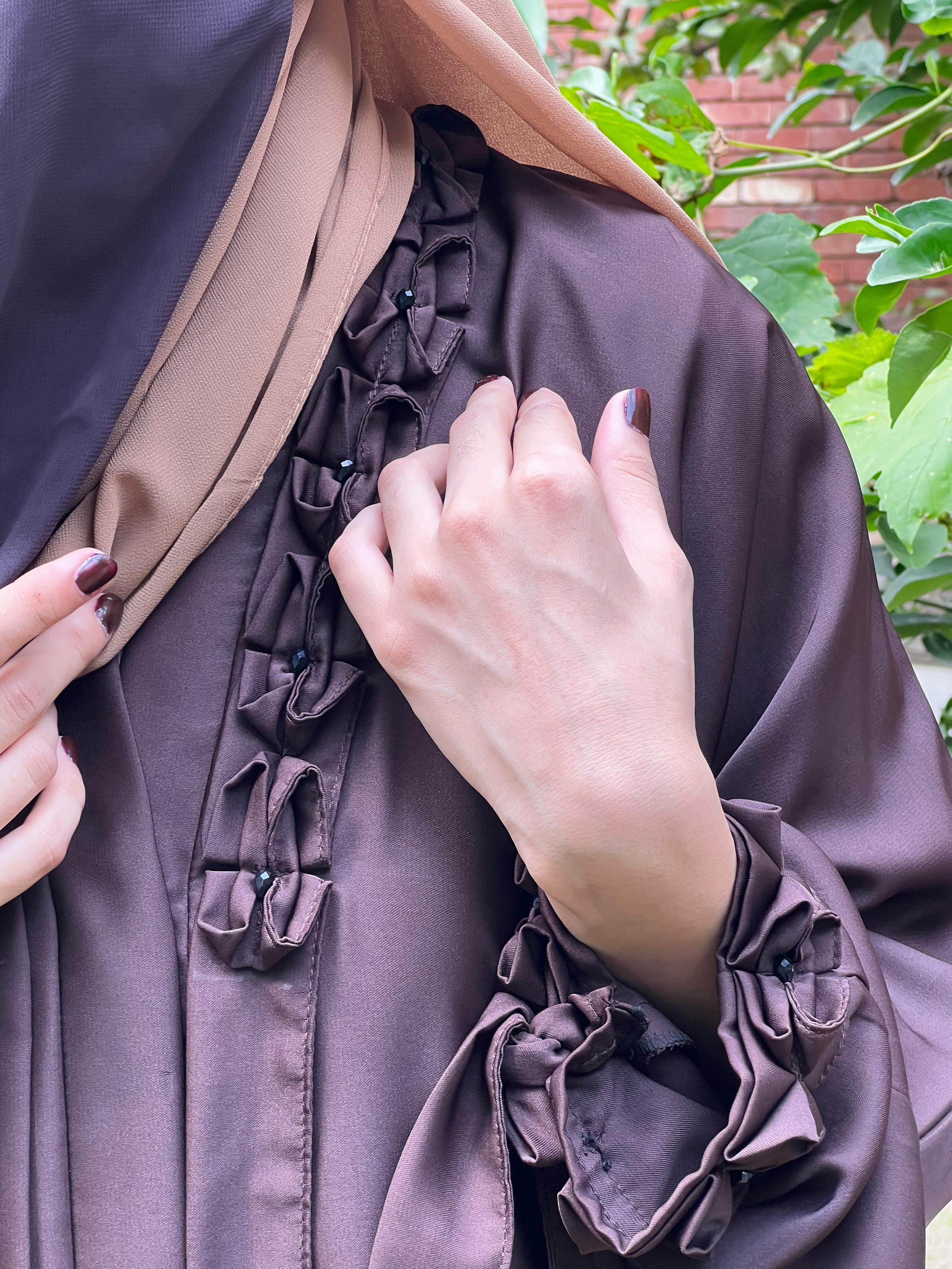 Dark Brown Stylish Premium Abaya Set