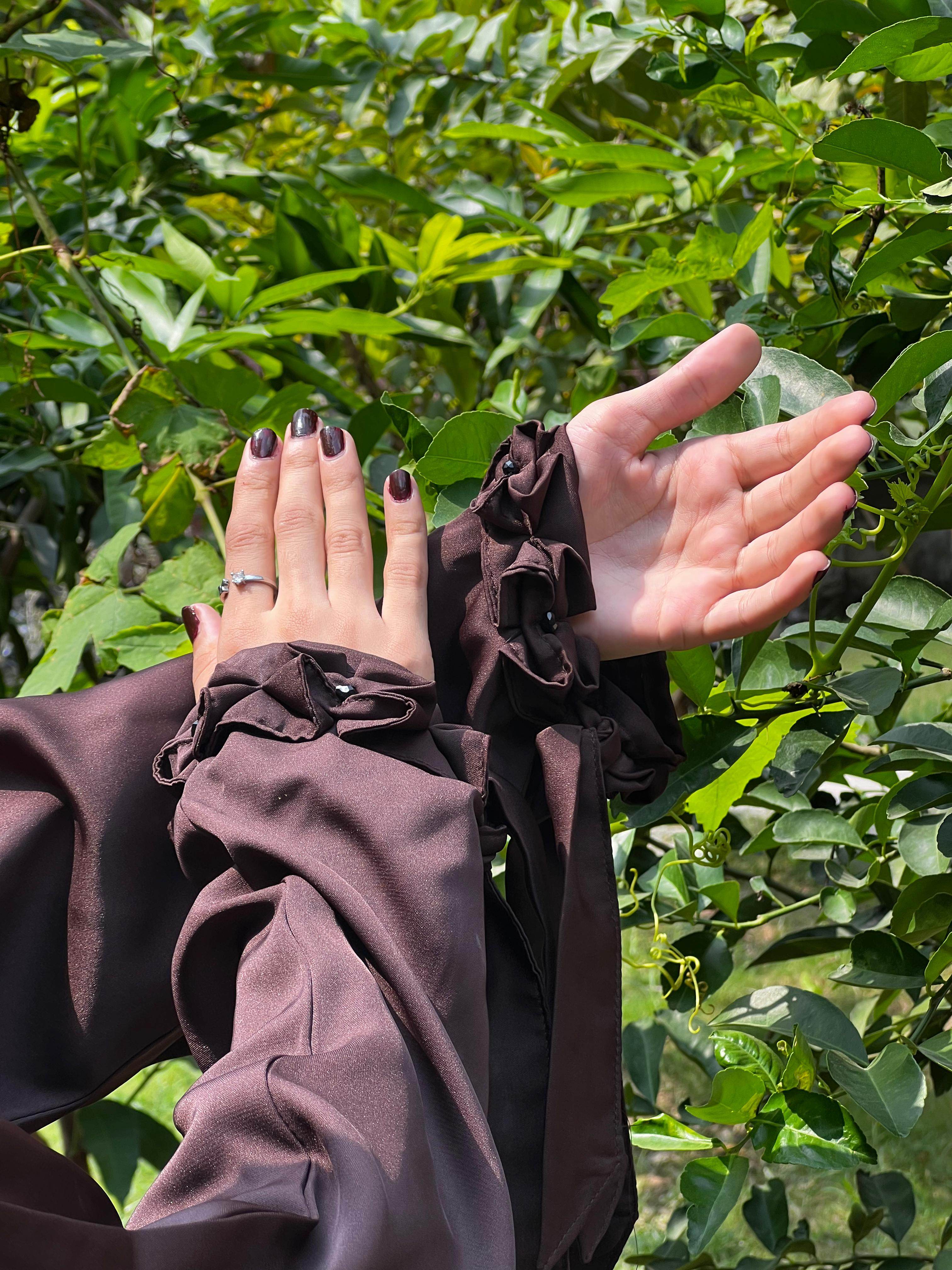 Dark Brown Stylish Premium Abaya Set