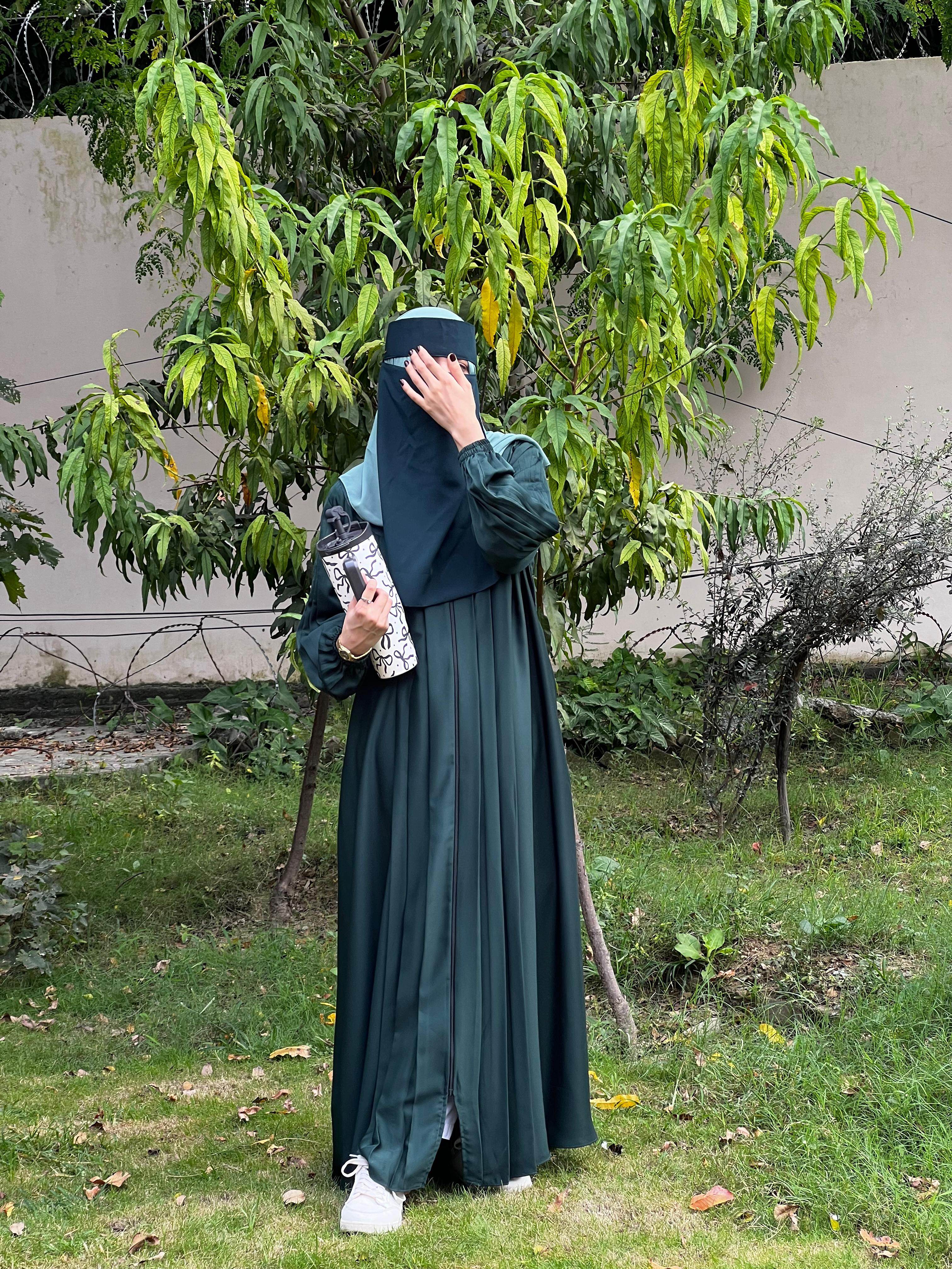 Sea-Green Premium Abaya Set - E Burqa - Quality Guaranteed GENZ Abayas