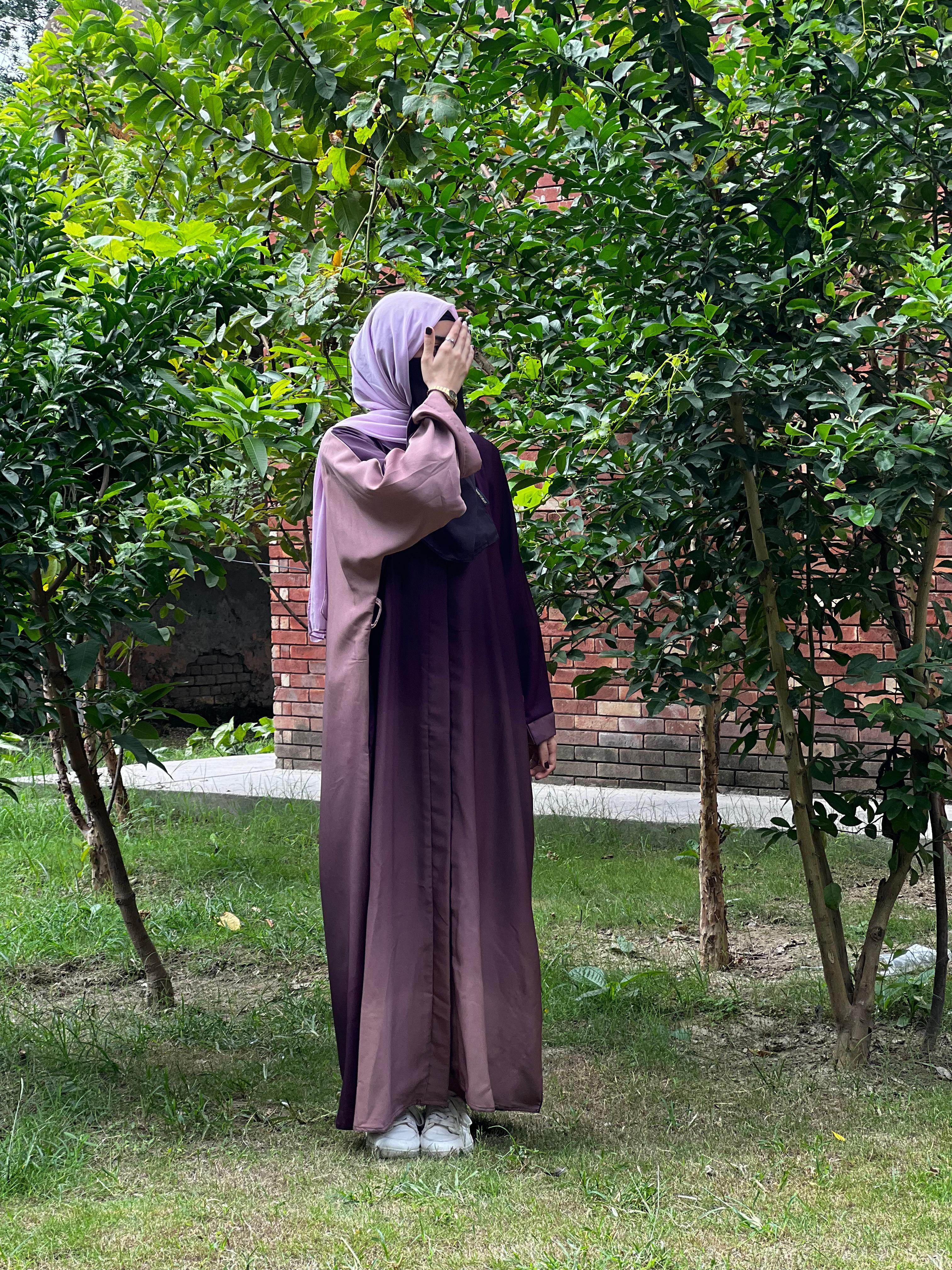 Triple Shaded Plum Premium Abaya Set