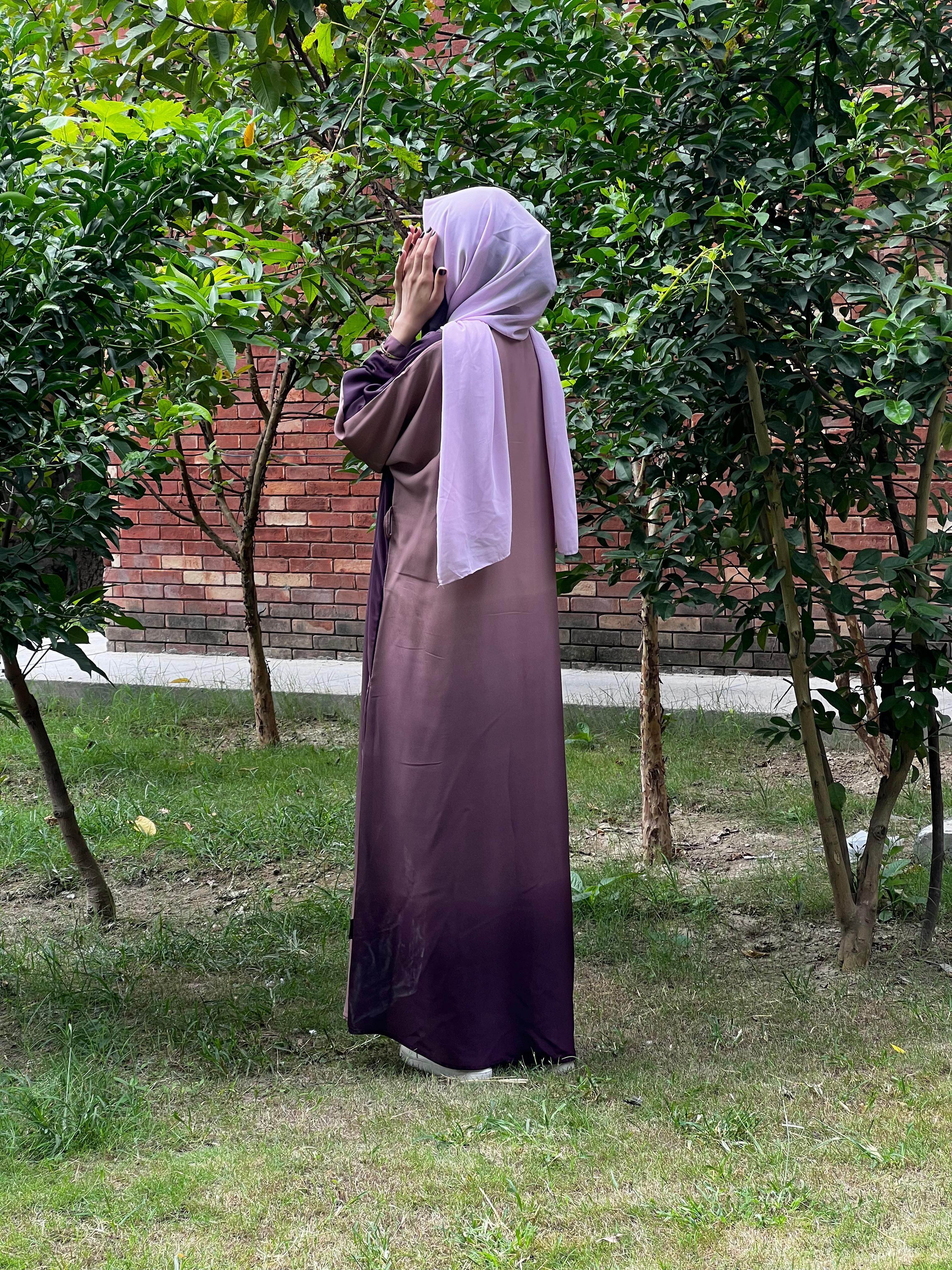 Triple Shaded Plum Premium Abaya Set