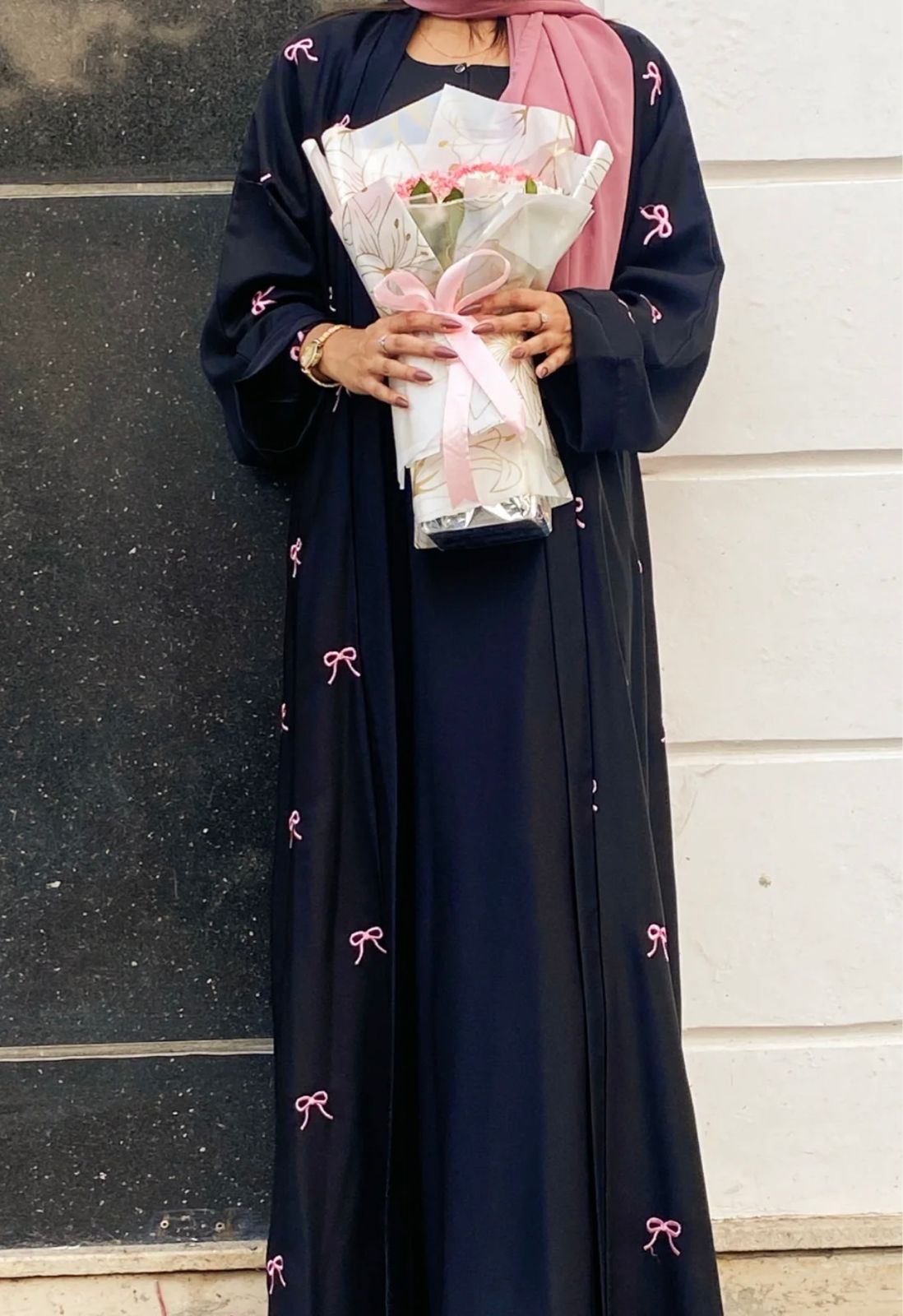 Premium Bow Double Layered Abaya