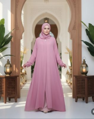 Premium Pink Front Open Abaya